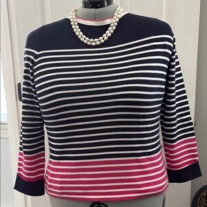 Striped Navy and Pink Women's Sweater